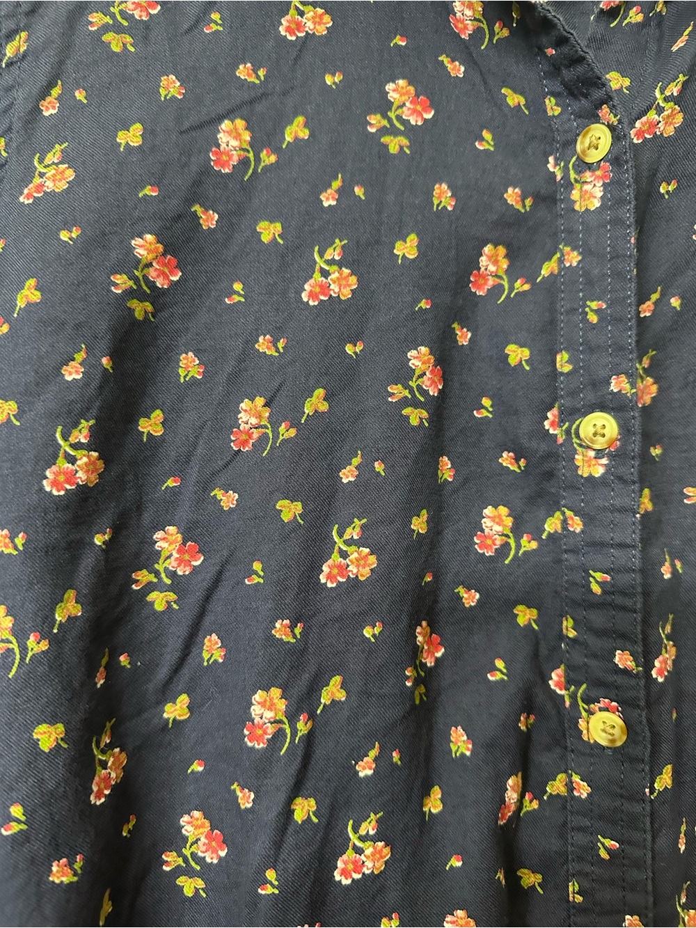 Chaps Ralph Lauren Vtg Women’s XL Navy Ditsy Floral Cotton Shirt Academia - Picture 6 of 8